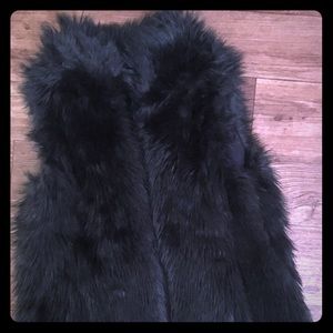 Ann Taylor Loft Black Fur Vest